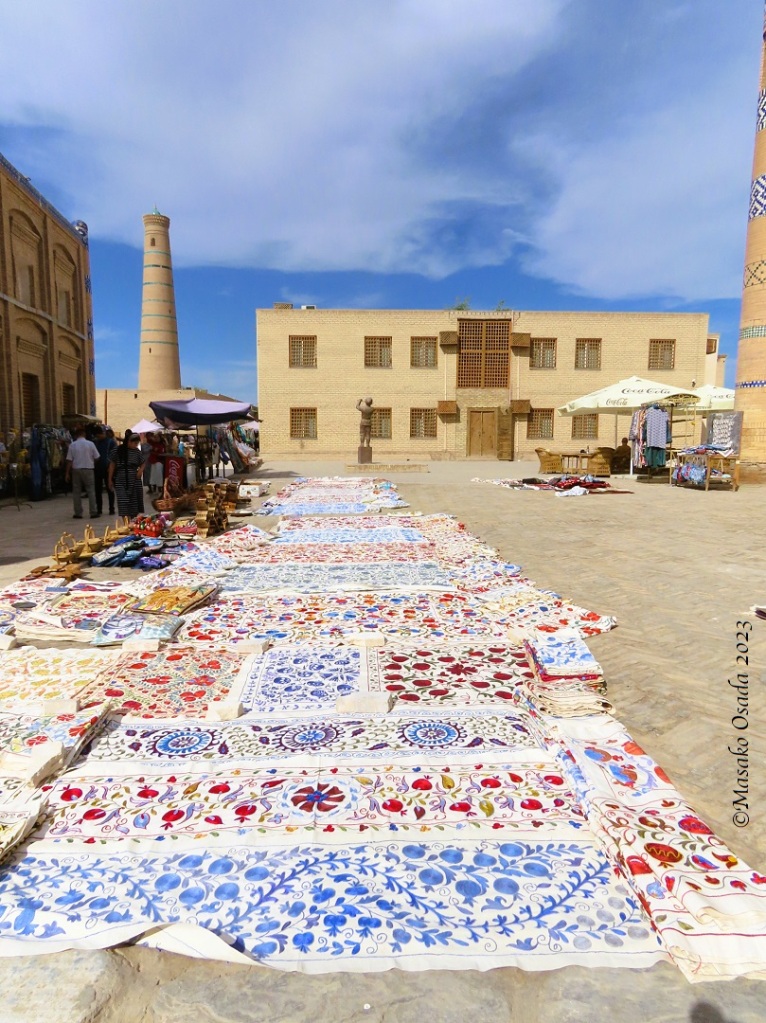 Embroidered table cloths. Khiva, Uzbekistan