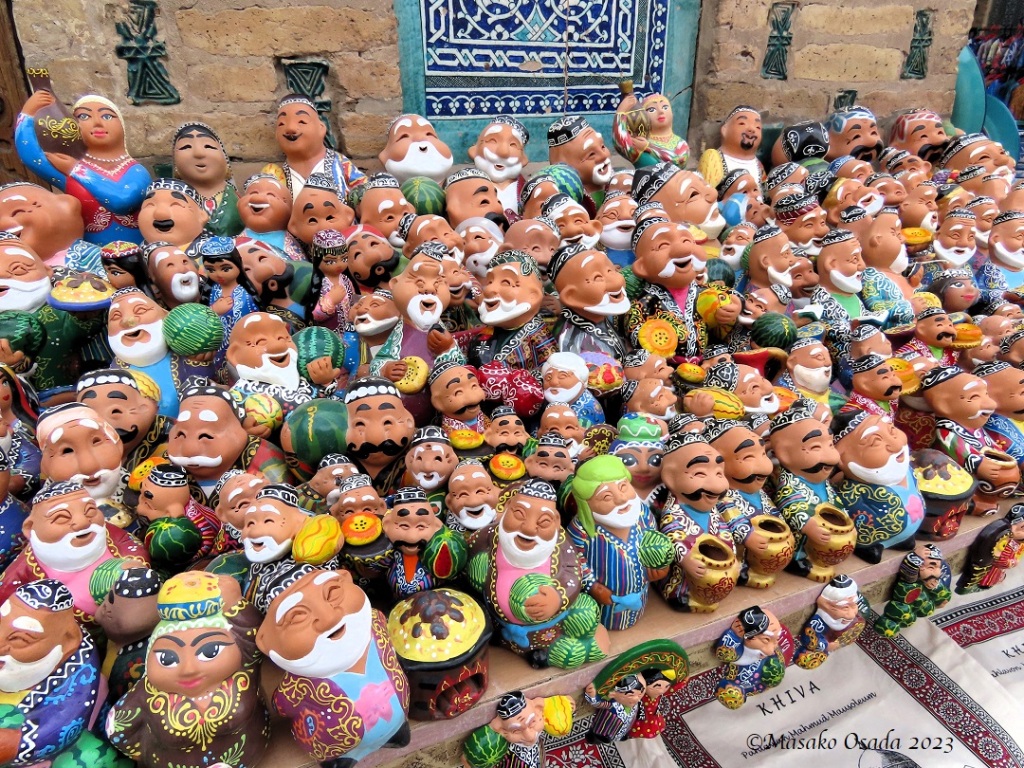 Happy-looking souvenirs. Khiva, Uzbekistan